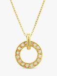 London Road Yellow Gold Circular Diamond Set Pendant Necklace