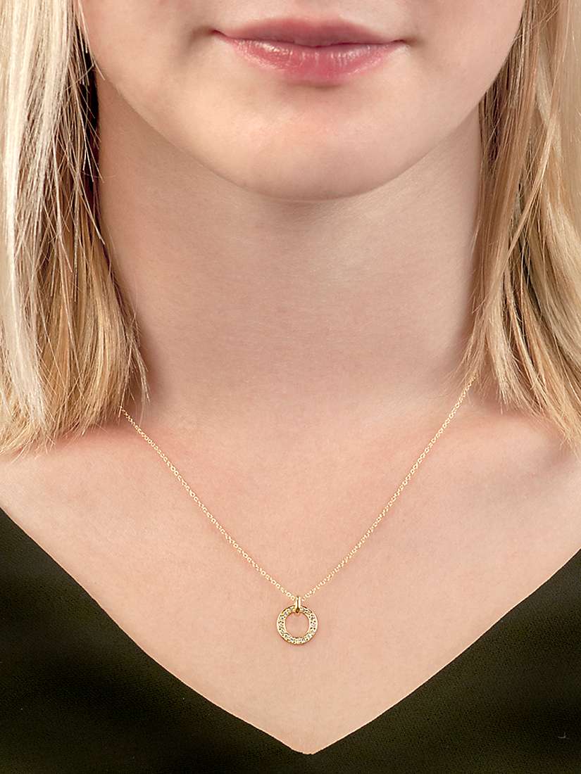 Buy London Road Yellow Gold Circular Diamond Set Pendant Necklace Online at johnlewis.com
