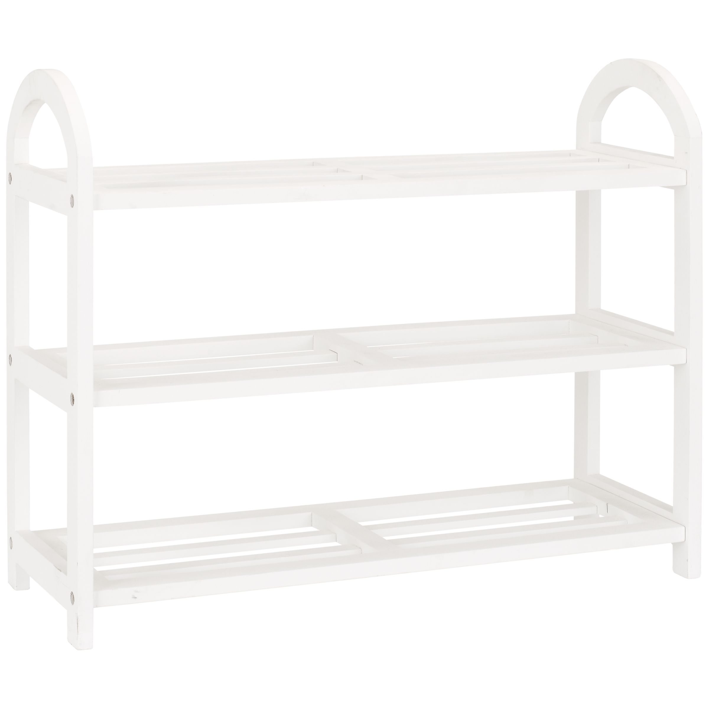 john lewis 3 tier wooden shoe rack, white at john lewis