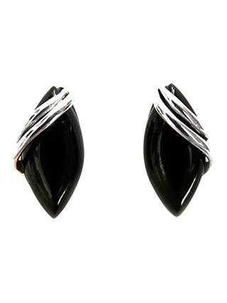 Goldmajor Jet Silver Marquise Earrings, Black