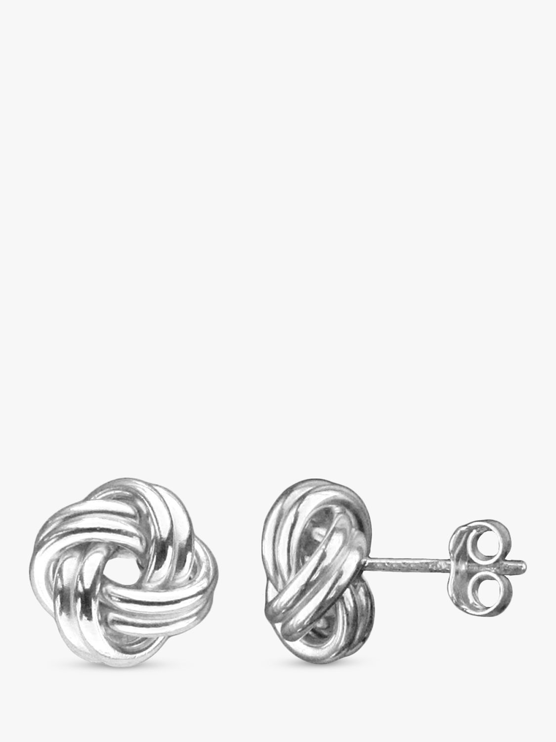 Nina B Silver Medium Knot Stud Earrings, Silver at John Lewis & Partners