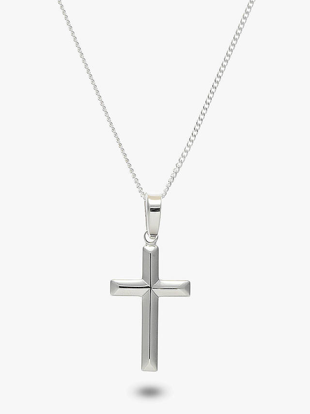 Nina B Silver Polished Cross Pendant Necklace, Silver