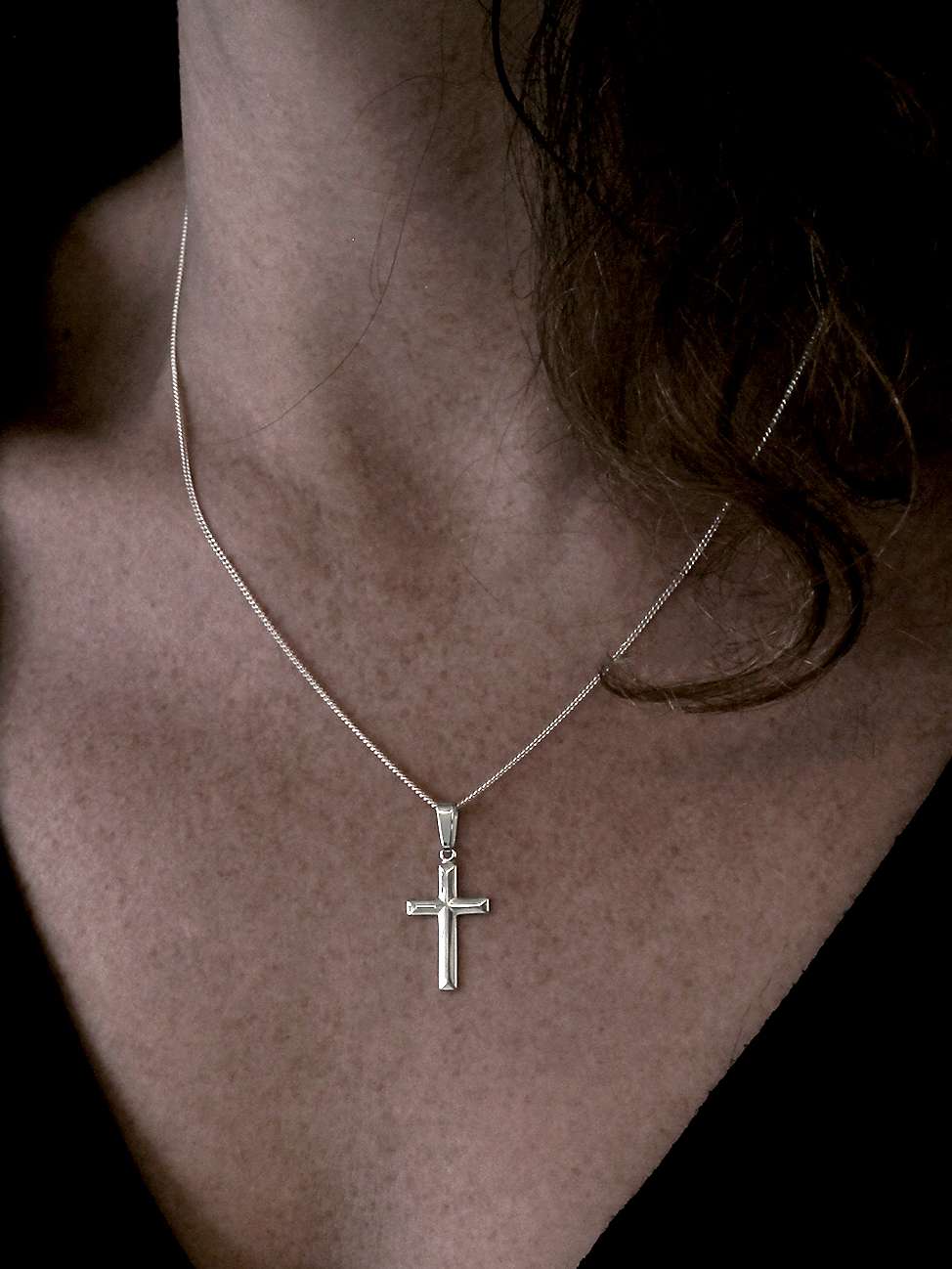 Buy Nina B Silver Polished Cross Pendant Necklace, Silver Online at johnlewis.com