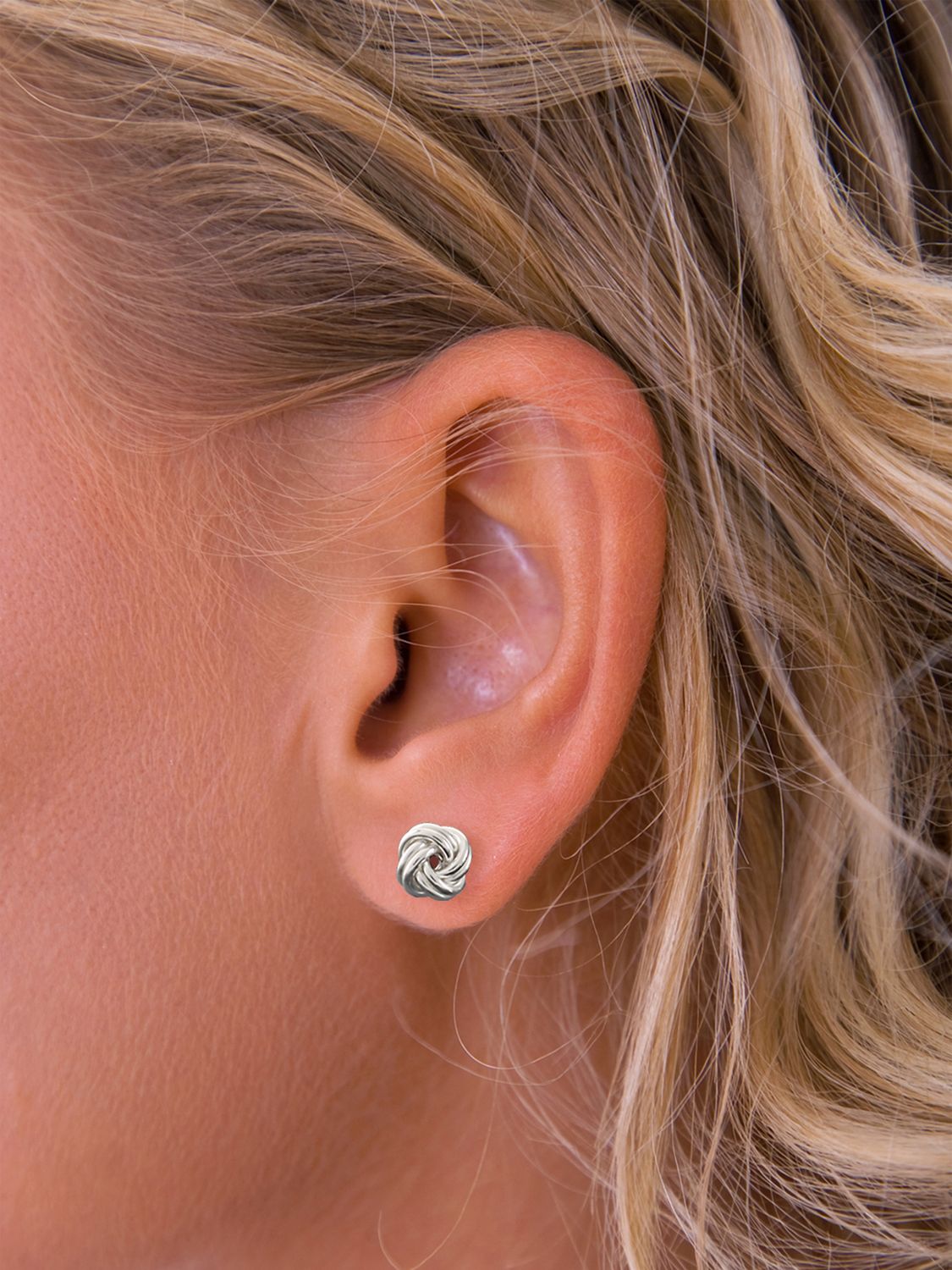 Nina B Small Silver Knot Stud Earrings, Silver at John Lewis & Partners