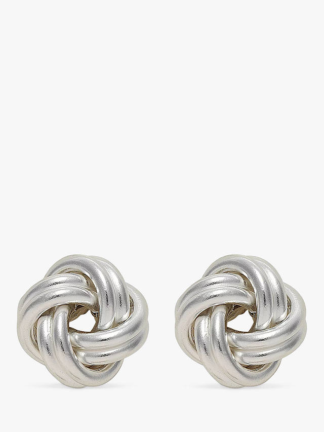 Nina B Small Silver Knot Stud Earrings, Silver