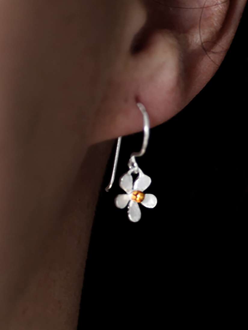 Buy Nina B Silver Flower Hook Earrings, Silver Online at johnlewis.com