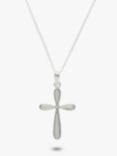 Nina B Rounded Satin Cross Pendant Necklace, Silver