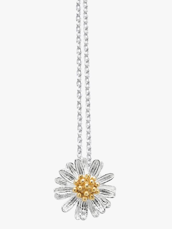 Estella Bartlett Daisy Flower Pendant Necklace, Silver at John Lewis ...
