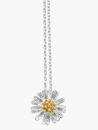 Estella Bartlett Daisy Flower Pendant Necklace, Silver