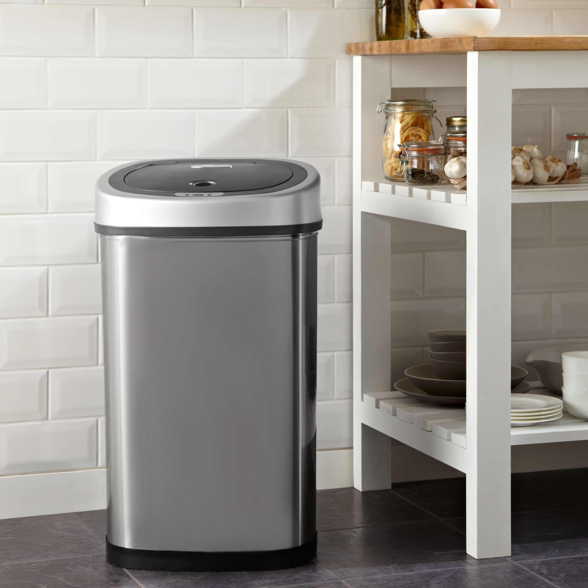 John Lewis & Partners Sensor Bin, 50L, Brilliant Steel