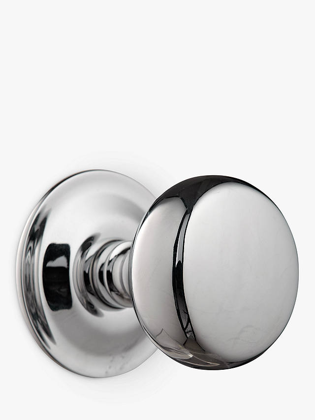 John Lewis & Partners Groove Stem Mortice Knobs, Polished Chrome, Pair, Dia.54mm