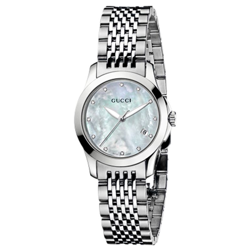 Gucci Women's G-Timeless Mother of Pearl Dial Stainless Steel Bracelet  Strap Watch