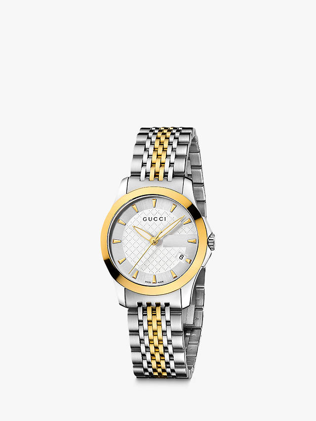 Gucci YA126511 Women's G-Timeless Two Tone Date Bracelet Strap Watch ...