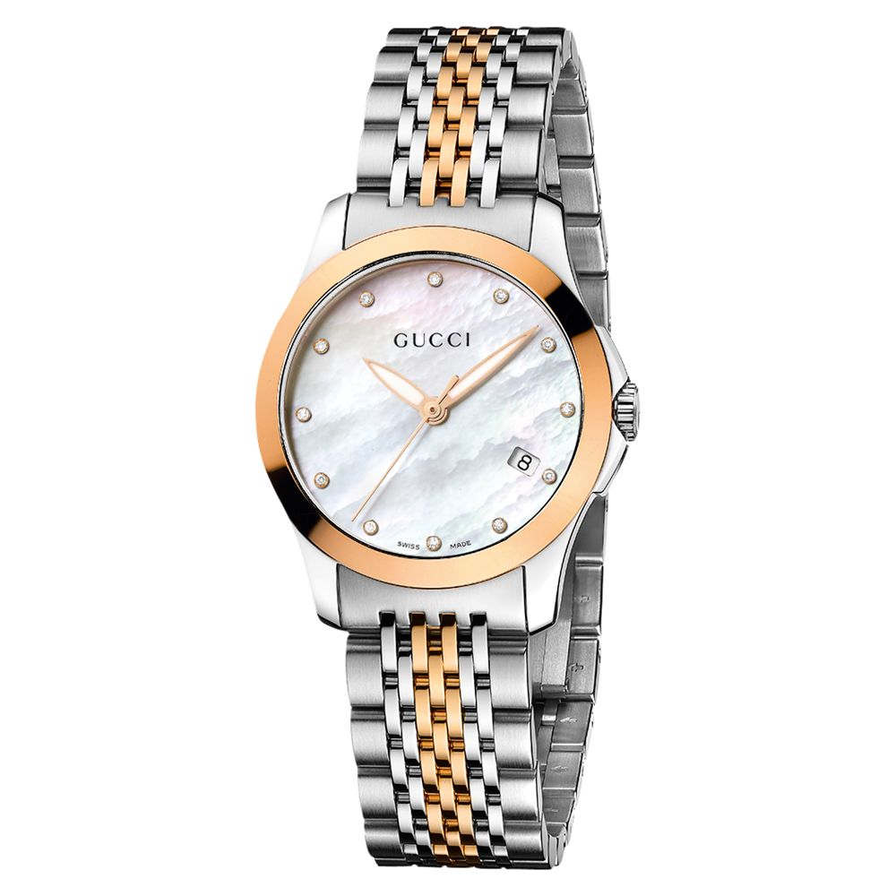 gucci silver and rose gold watch