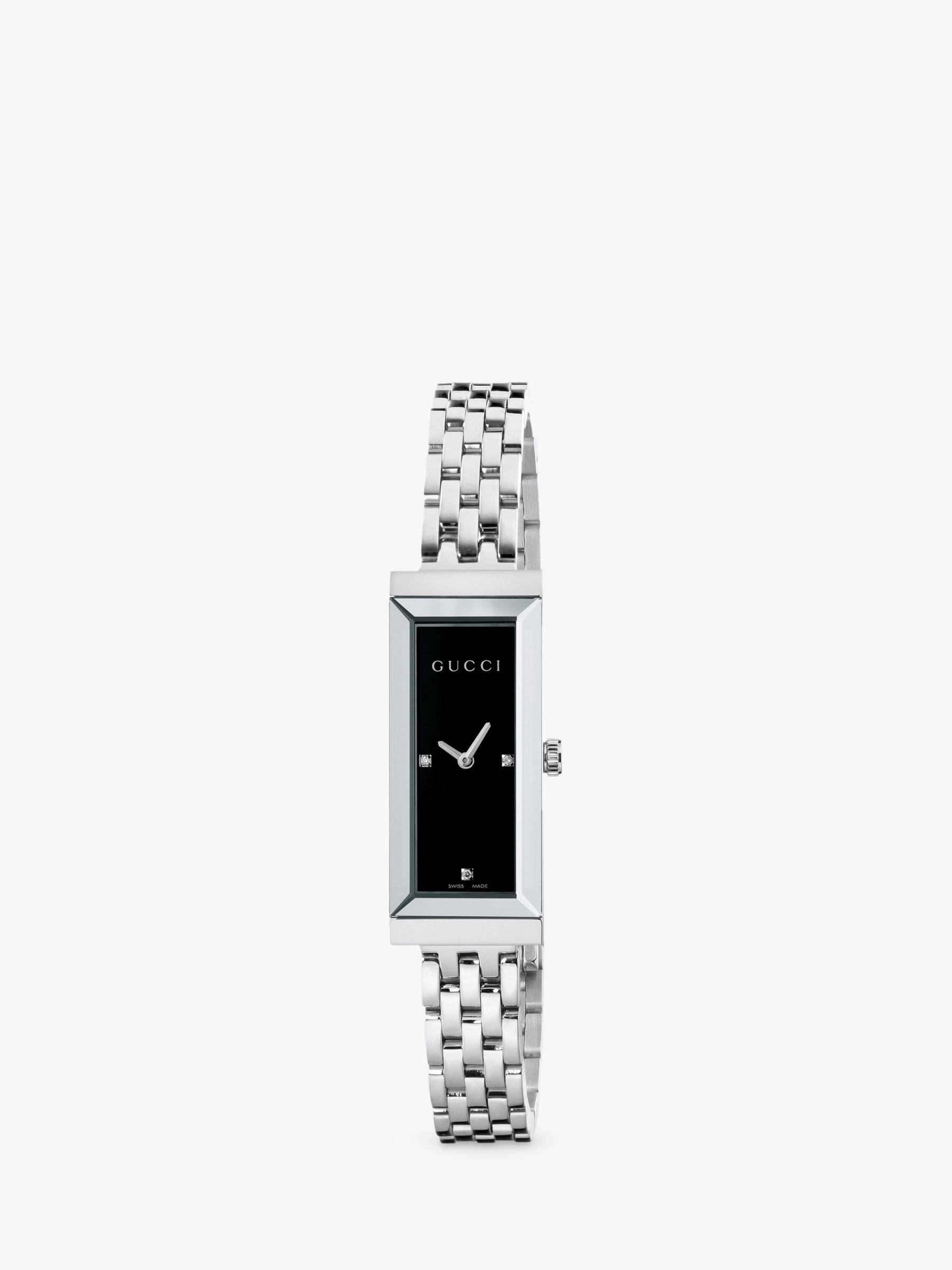 Gucci YA127504 G-Frame Rectangular Diamond Set Bangle Strap Watch, at John Partners