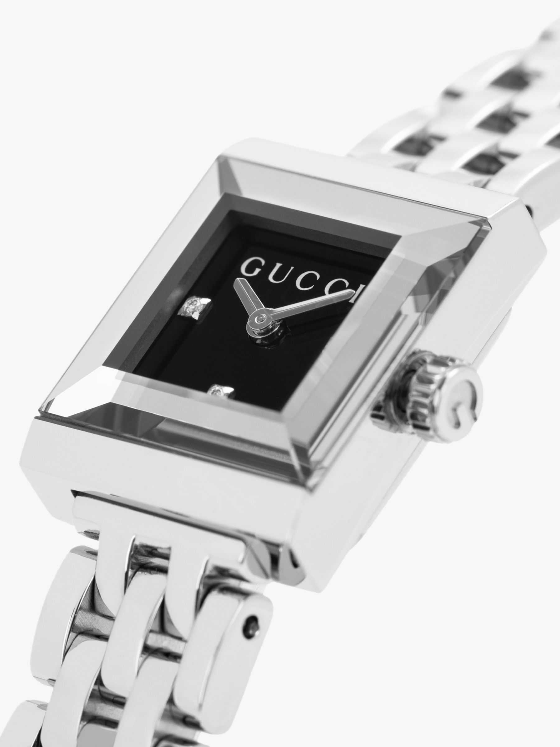 Mursten Nonsens sjældenhed Gucci YA128507 Women's G-Frame Square Dial Bracelet Strap Watch,  Silver/Black at John Lewis & Partners