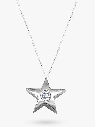 Buy E.W Adams 9ct Gold Star Diamond Set Pendant Necklace, White Gold Online at johnlewis.com