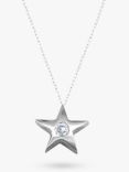 E.W Adams 9ct Gold Star Diamond Set Pendant Necklace, White Gold
