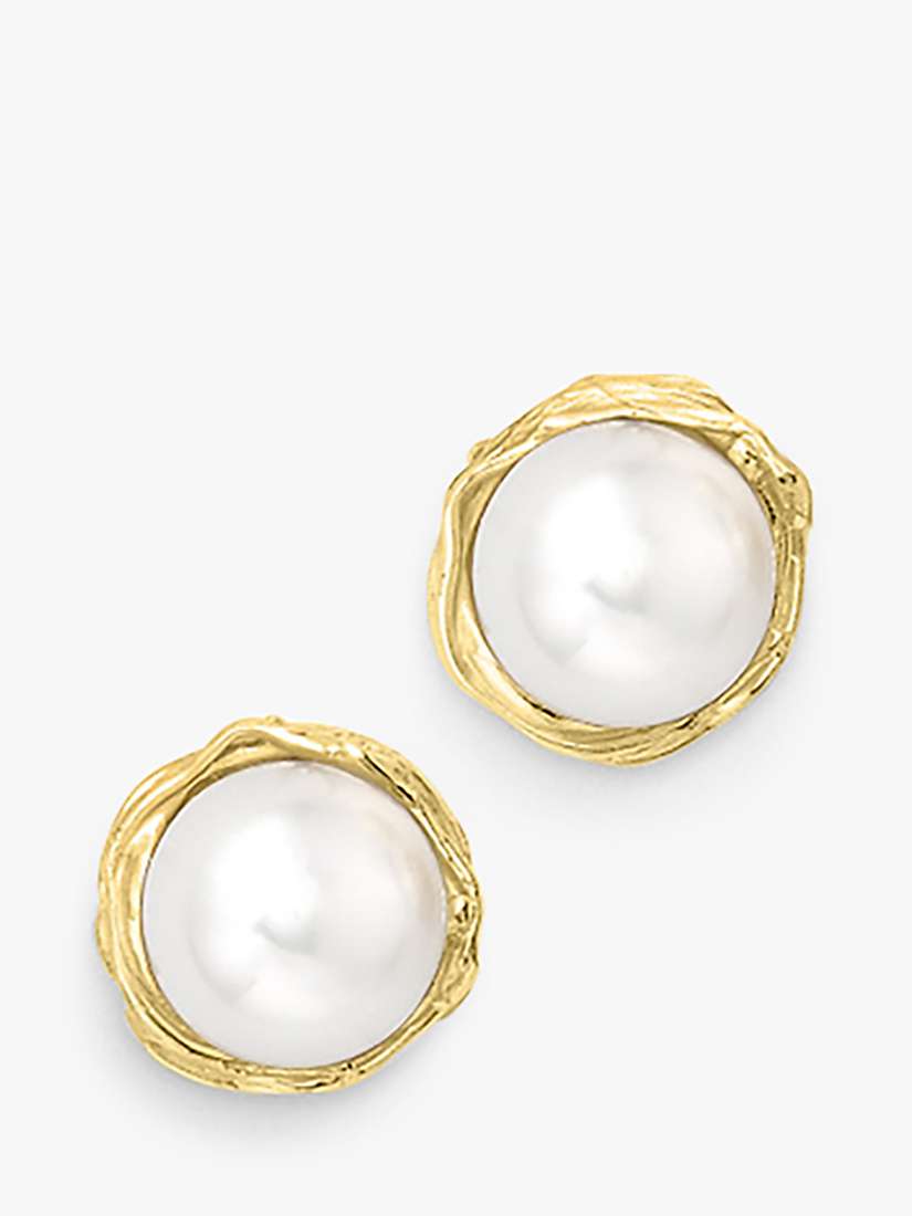 Buy London Road Burlington 9ct Yellow Gold and Single Pearl Willow Stud Earrings Online at johnlewis.com