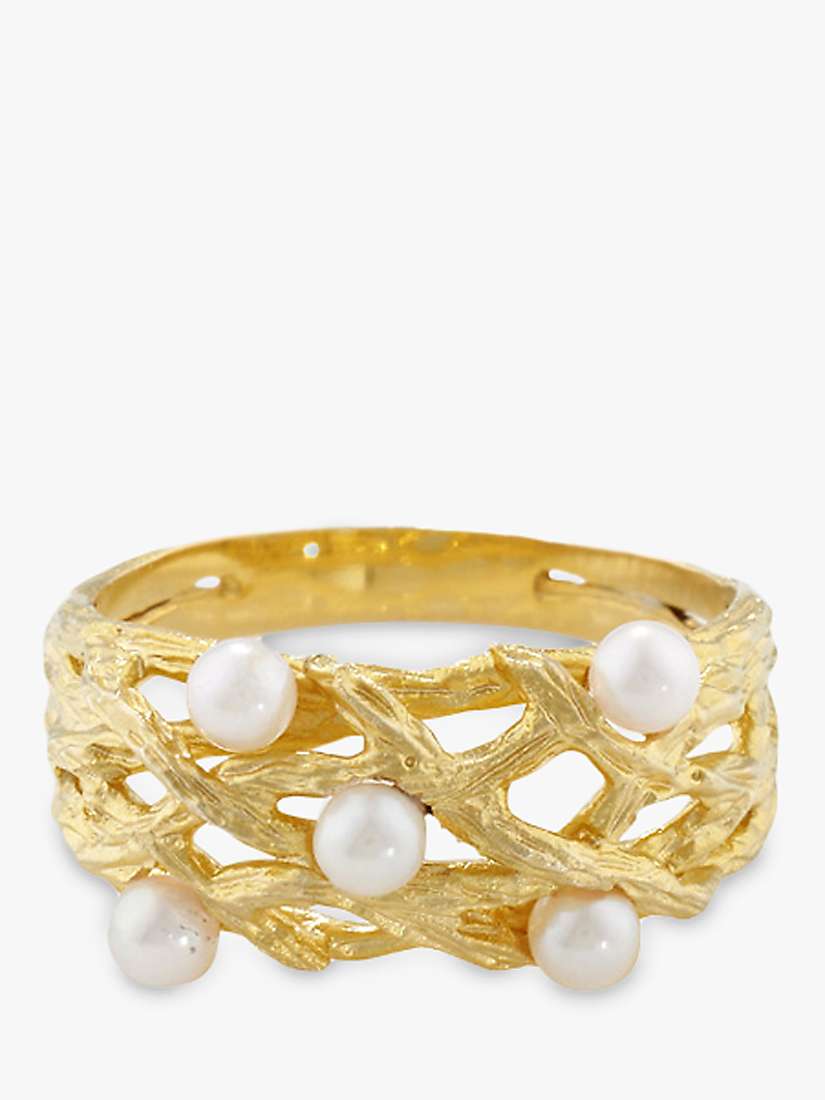 Buy London Road Burlington 9ct Yellow Gold and Pearl Willow Ring, Gold Online at johnlewis.com