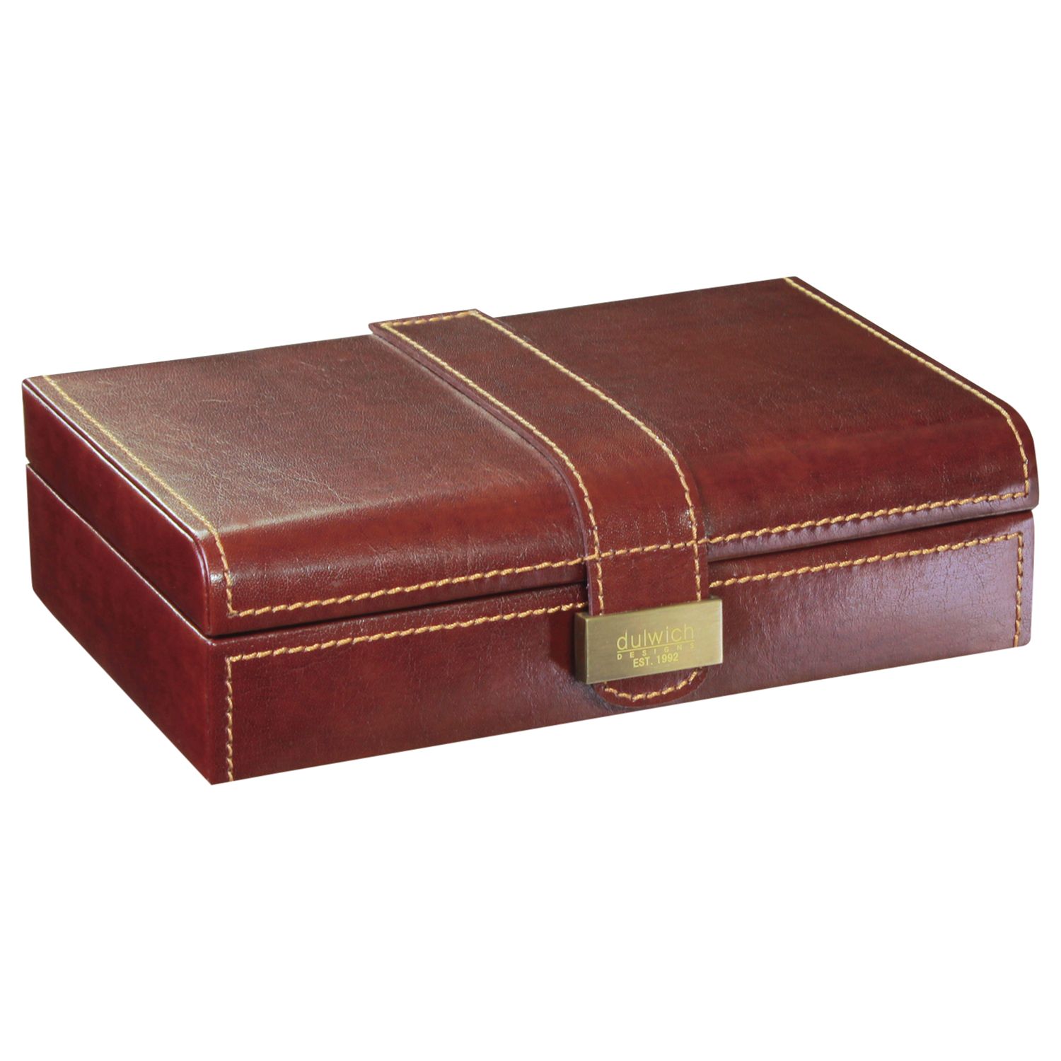 Dulwich Designs Heritage Cufflink Box, Leather, Brown