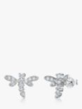 Jools by Jenny Brown Cubic Zirconia Dragonfly Stud Earrings, Silver