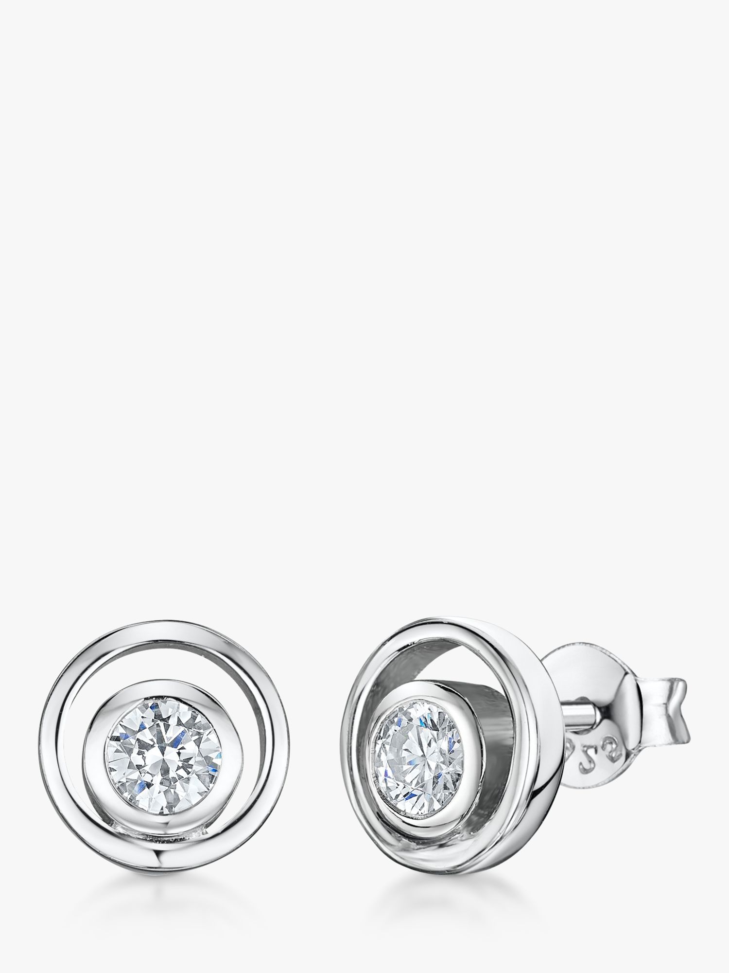 Jools by Jenny Brown Cubic Zirconia Open Round Stud Earrings, Silver at ...