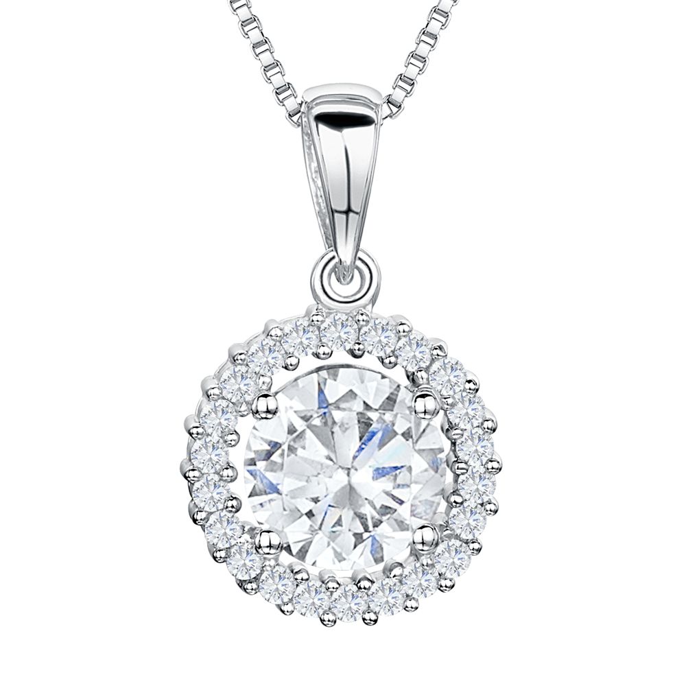 Jools by Jenny Brown Cubic Zirconia Pendant Necklace, Silver at John ...