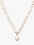 Lido Sterling Silver Freshwater Pearls Cubic Zirconia Pendant Necklace, Cream