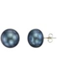 E.W Adams 9ct Yellow Gold Bouton Freshwater Pearl Stud Earrings, Black