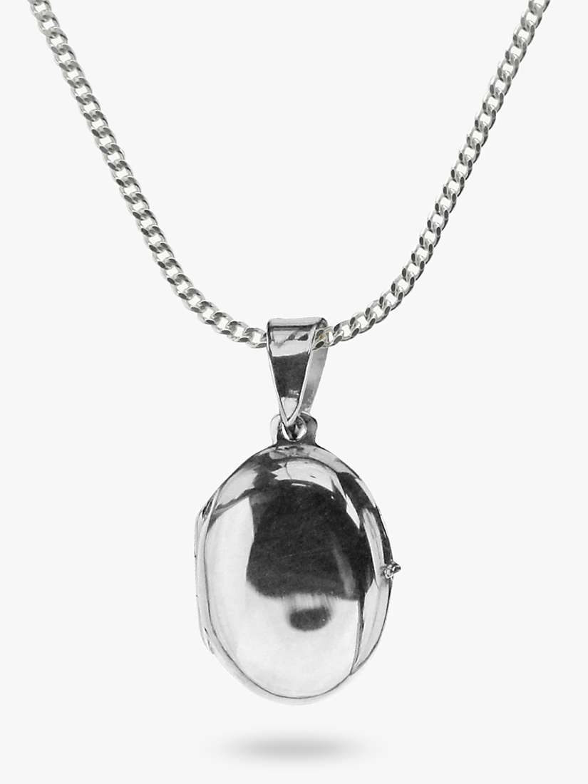 Buy Nina B Small Sterling Silver Oval Locket Pendant Necklace, Silver Online at johnlewis.com