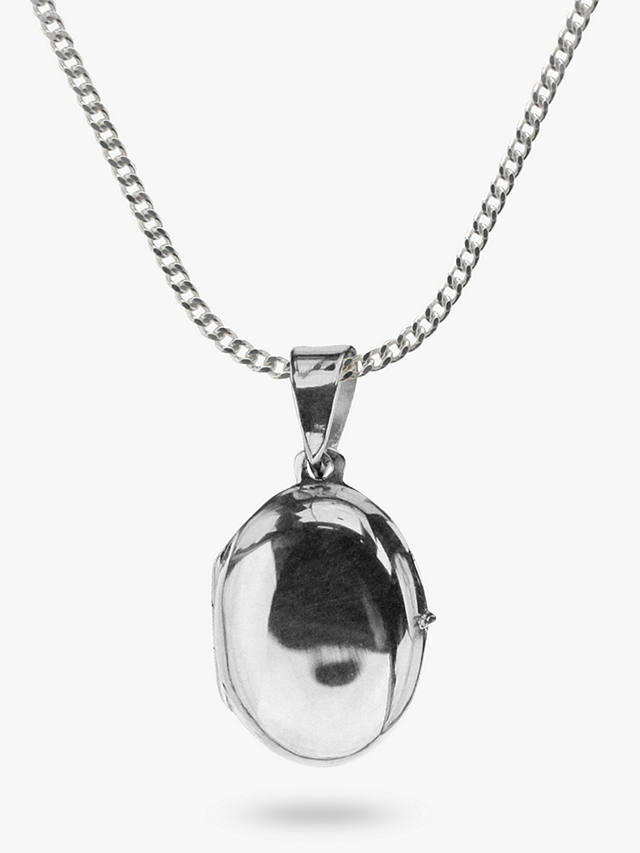 Nina B Small Sterling Silver Oval Locket Pendant Necklace, Silver
