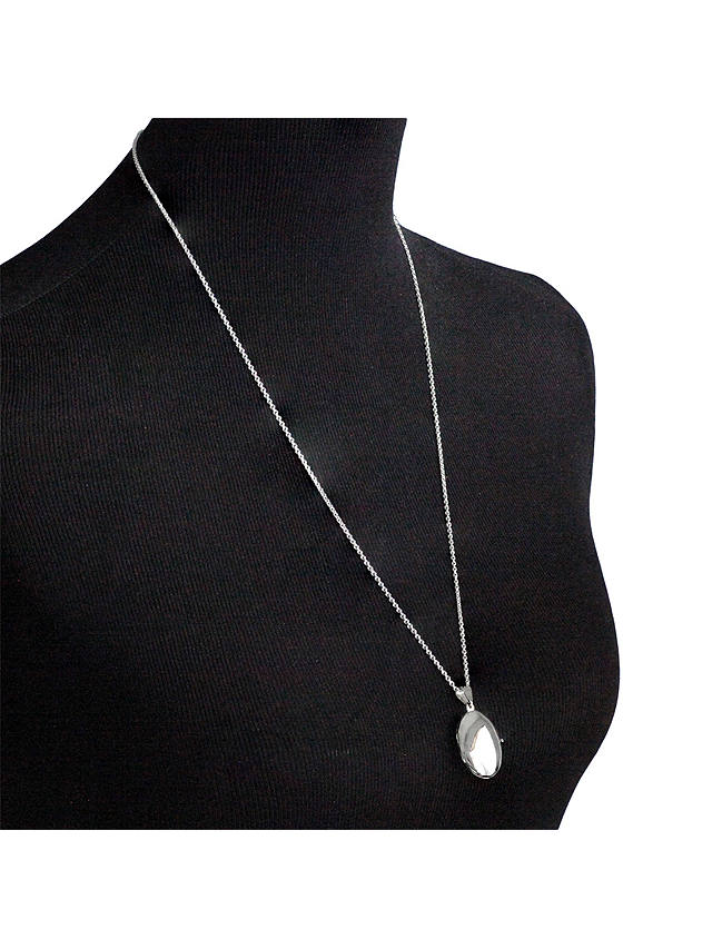 Nina B Medium Sterling Silver Oval Pendant Locket Necklace, Silver