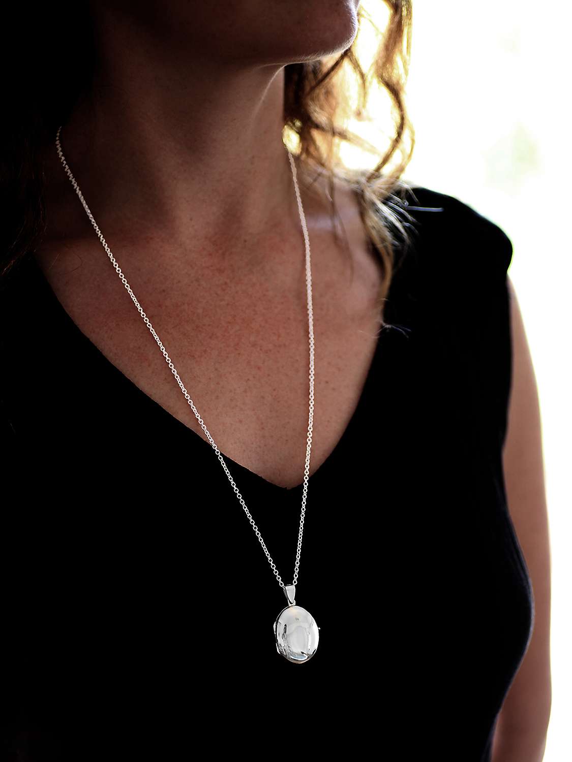 Buy Nina B Medium Sterling Silver Oval Pendant Locket Necklace, Silver Online at johnlewis.com