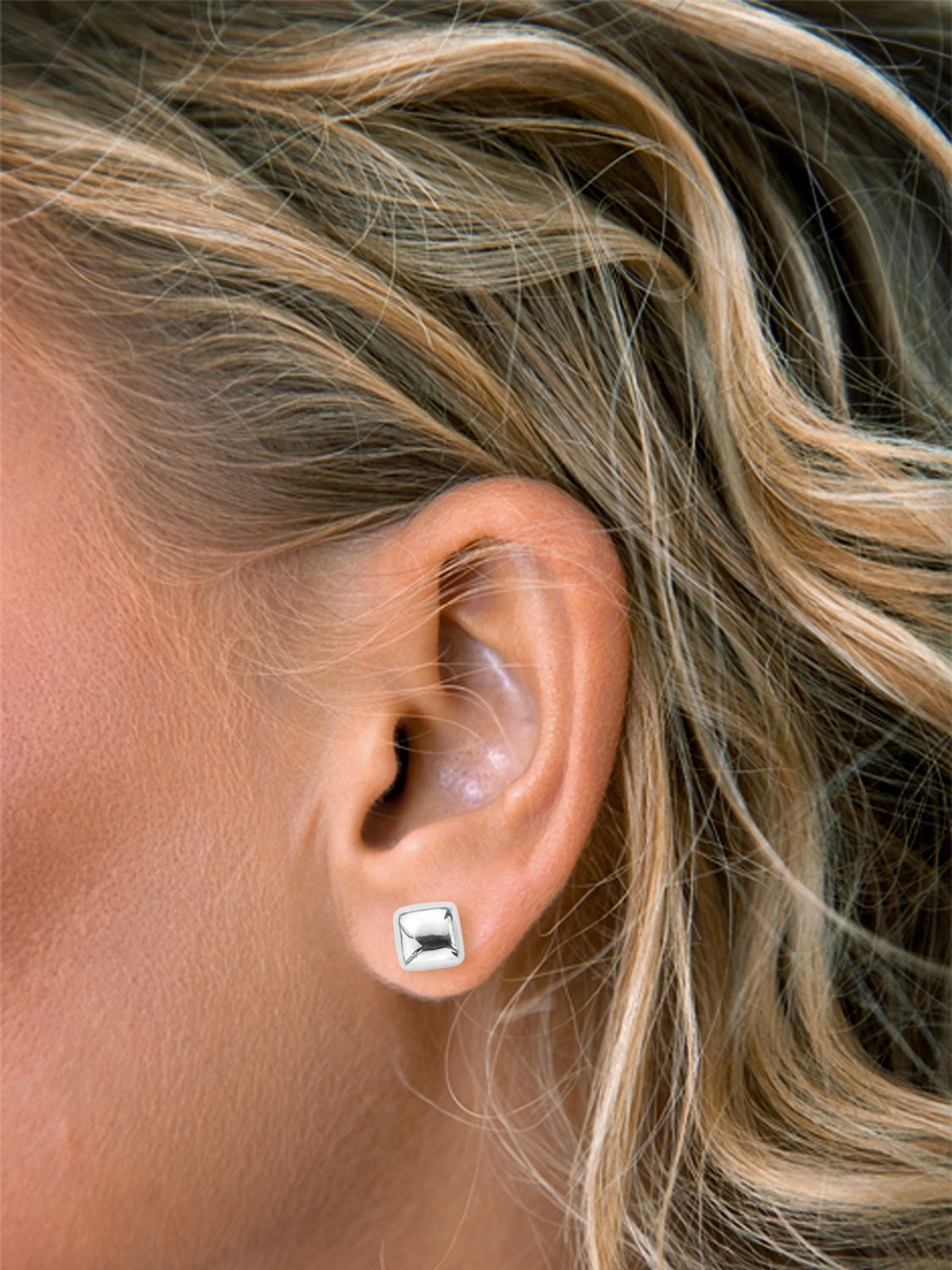 Buy Nina B Cushion-Shaped Stud Earrings, Silver Online at johnlewis.com