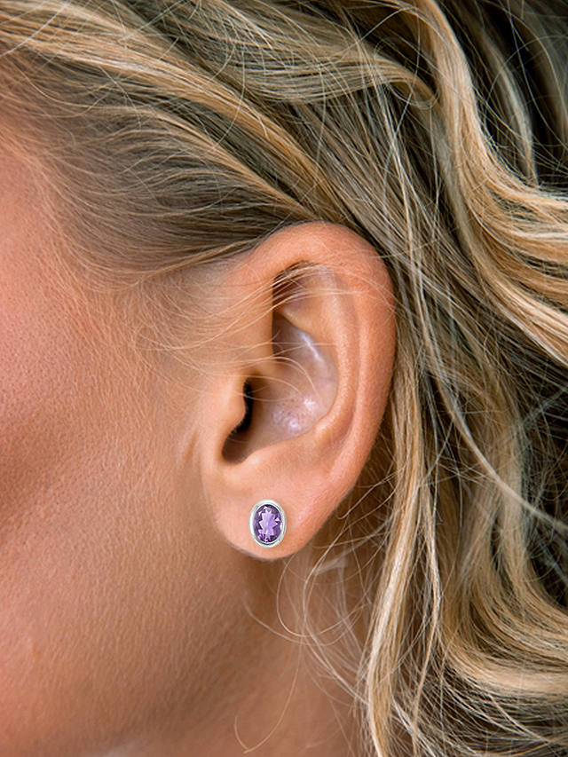 Nina B Oval Stud Earrings, Amethyst
