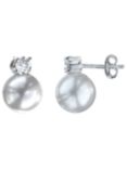 Nina B Cubic Zirconia and Simulated Pearl Stud Earrings, Silver/White