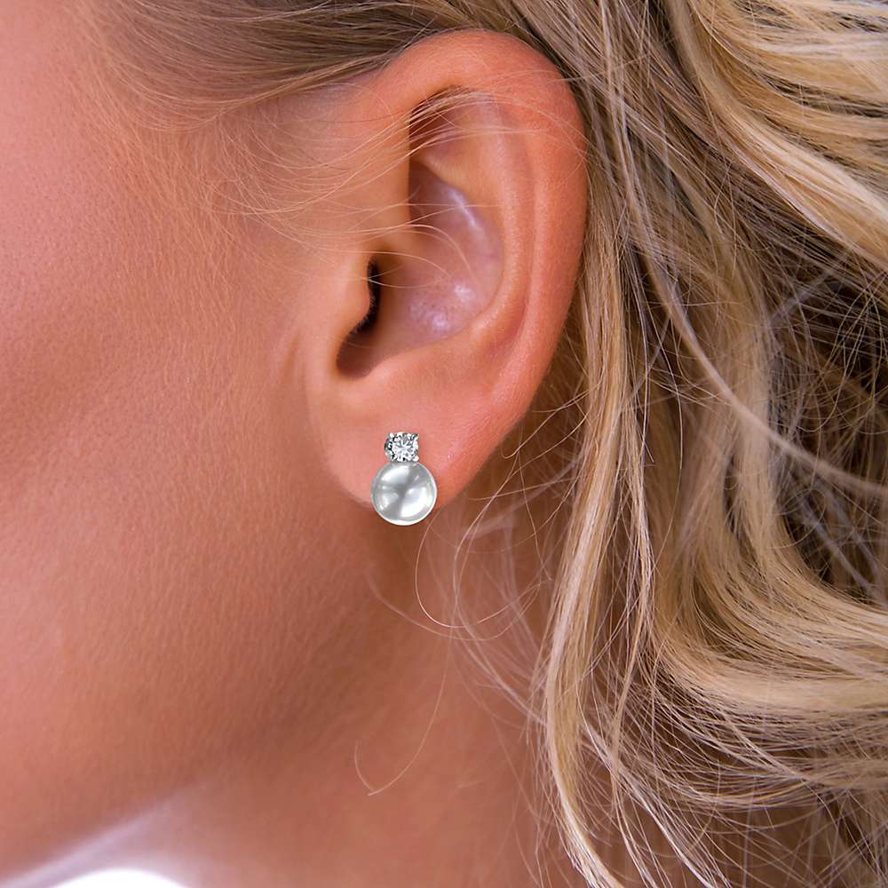 Buy Nina B Cubic Zirconia and Simulated Pearl Stud Earrings, Silver/White Online at johnlewis.com