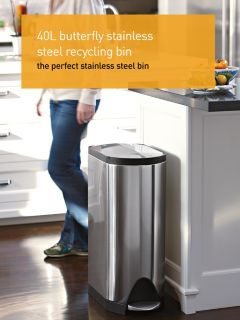  13 Gallon Trash Can, Brushed Stainless Steel Kitchen