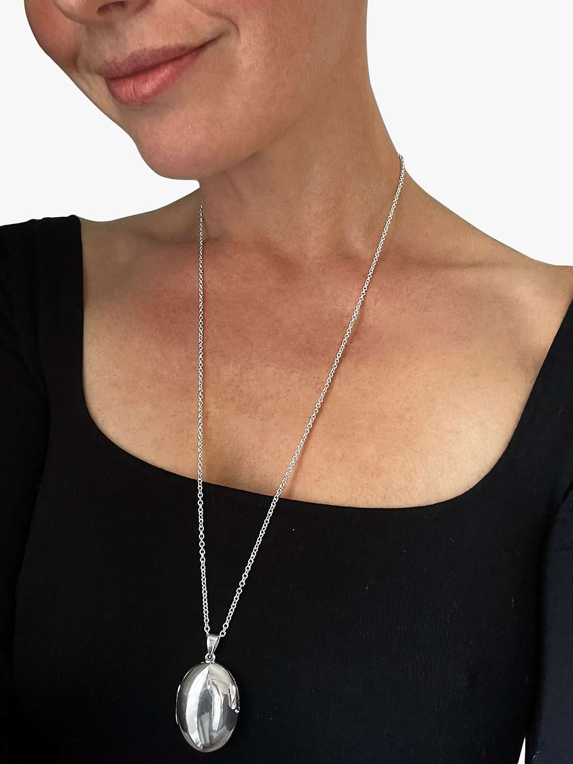 Buy Nina B Large Plain Locket Pendant Necklace, Silver Online at johnlewis.com