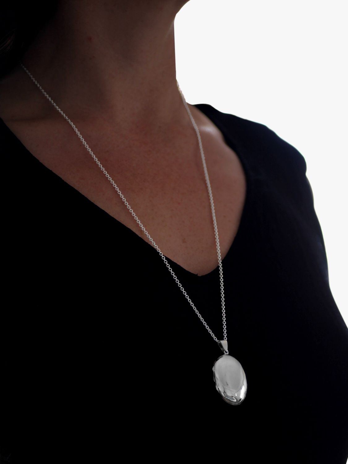 Buy Nina B Large Plain Locket Pendant Necklace, Silver Online at johnlewis.com
