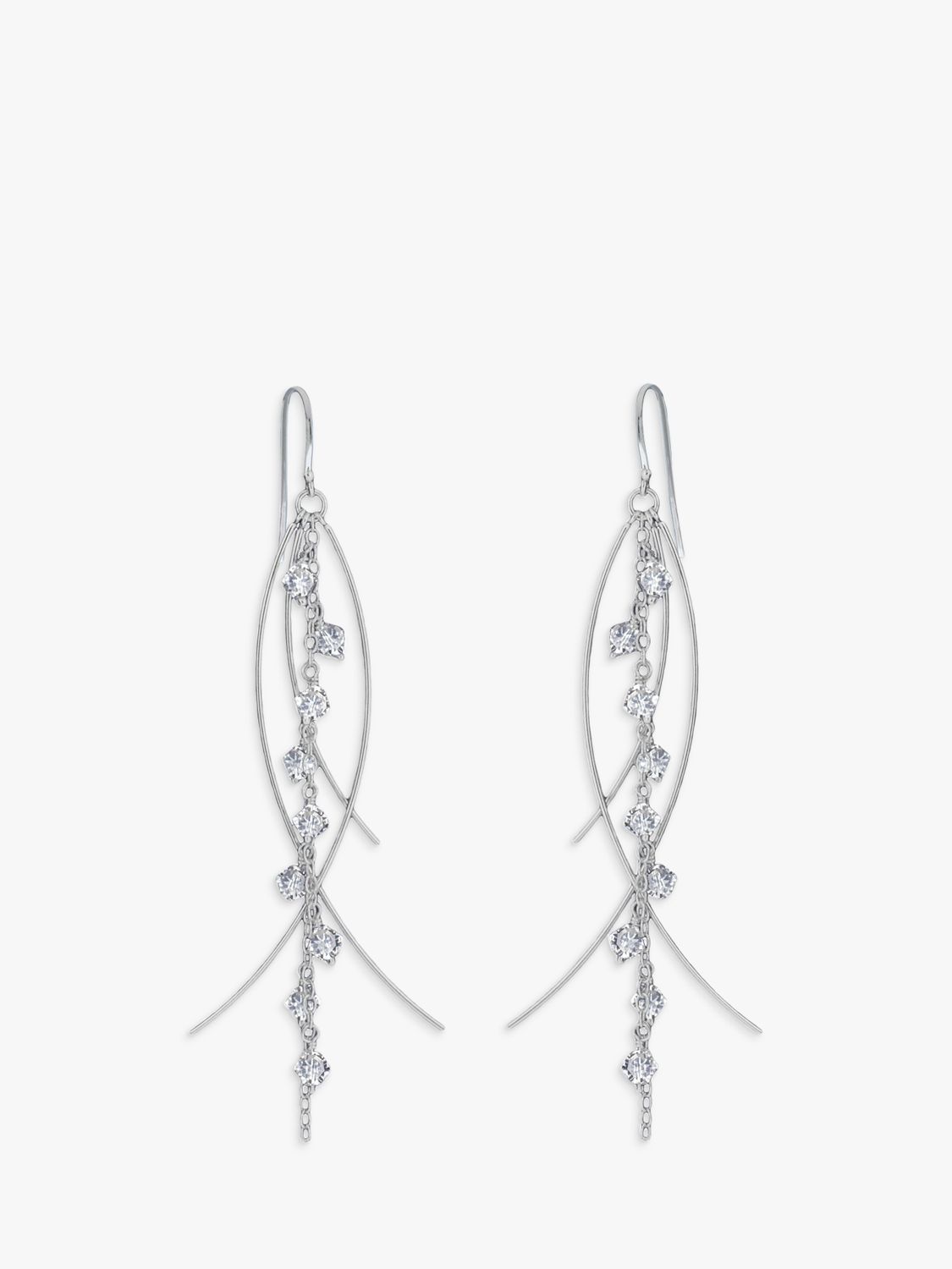 Nina B Sterling Silver and Clear Crystal Drop Earrings, Silver/Clear
