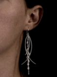 Nina B Sterling Silver and Clear Crystal Drop Earrings, Silver/Clear