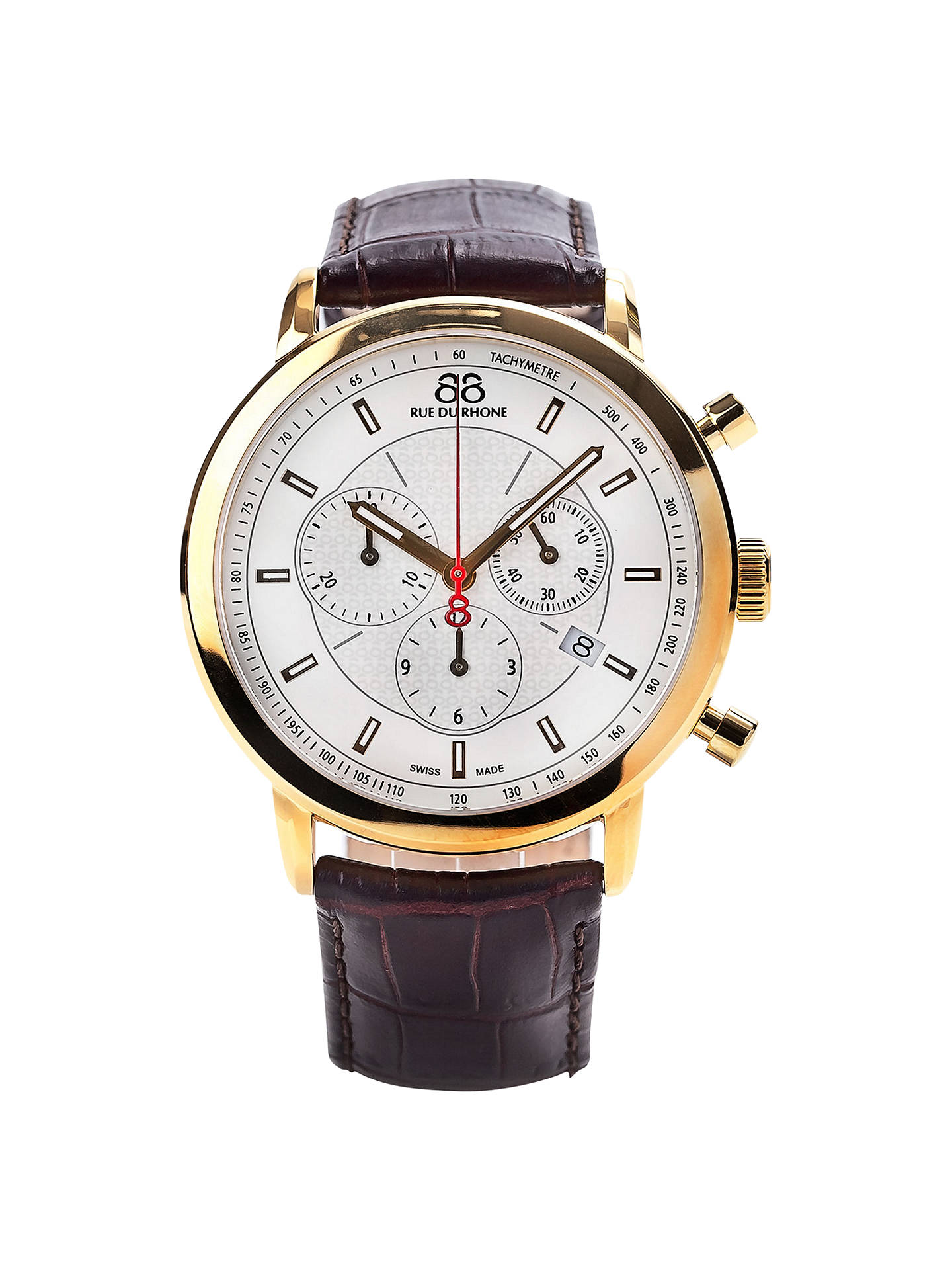 88 Rue Du Rhone 87WA120045 Men's Chronograph Leather Strap Watch, Brown ...