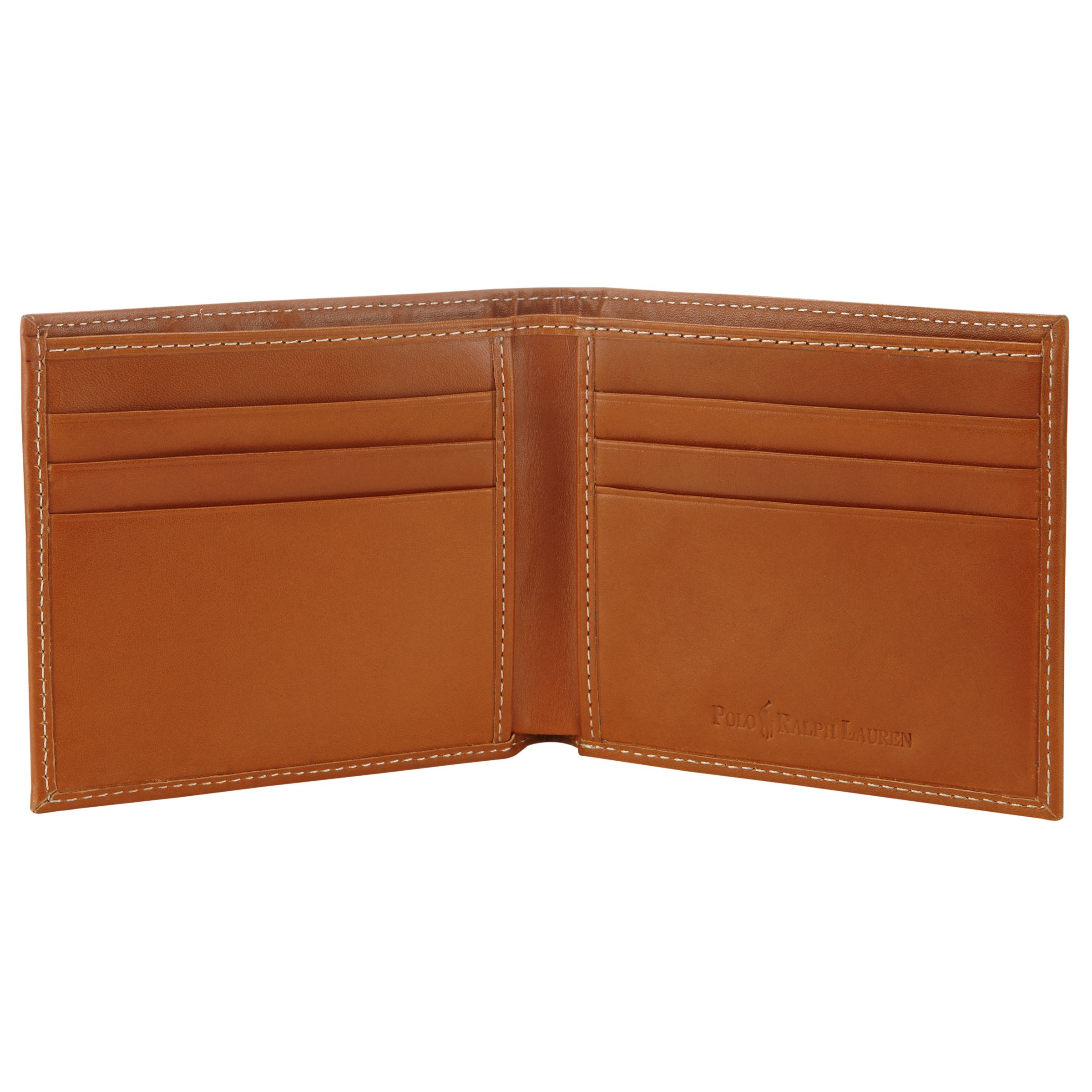 Polo Ralph Lauren Leather Bi-Fold Wallet, Brown at John Lewis & Partners