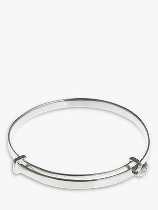 Nina B Sterling Silver Duck Detail Baby Bangle, Silver, Blue Packaging