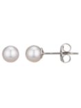 A B Davis 18ct White Gold Cultured Pearl Stud Earrings, White