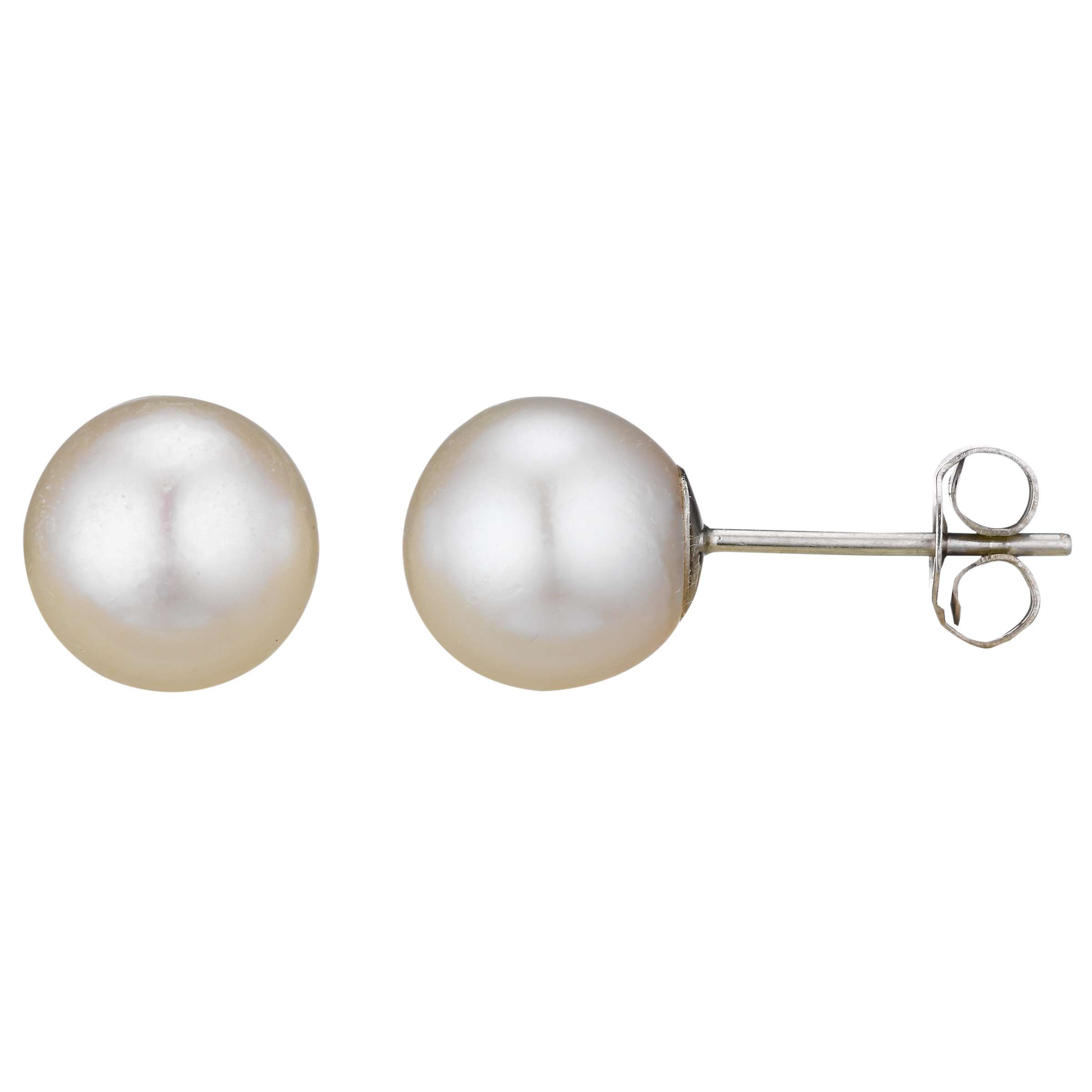 Buy A B Davis 18ct White Gold Round Pearl Stud Earrings, White Online at johnlewis.com