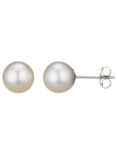A B Davis 18ct White Gold Round Pearl Stud Earrings, White