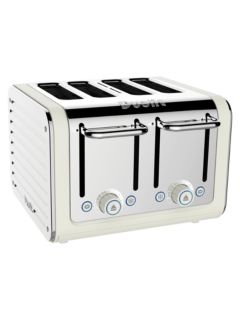 Dualit 46525 Architect 4-Slice Toaster, Polished Steel / Canvas White